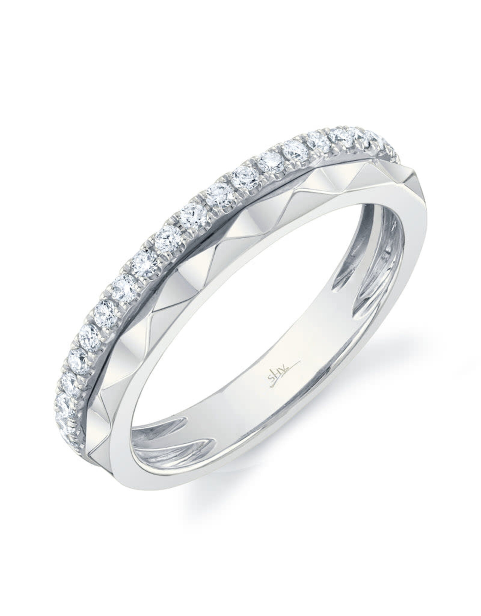 14K White Gold Diamond Stackable Ring, D: 0.26ct