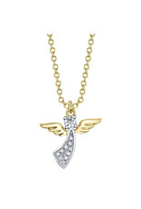 14K 2tone Diamond Angel Necklace, D: 0.06ct