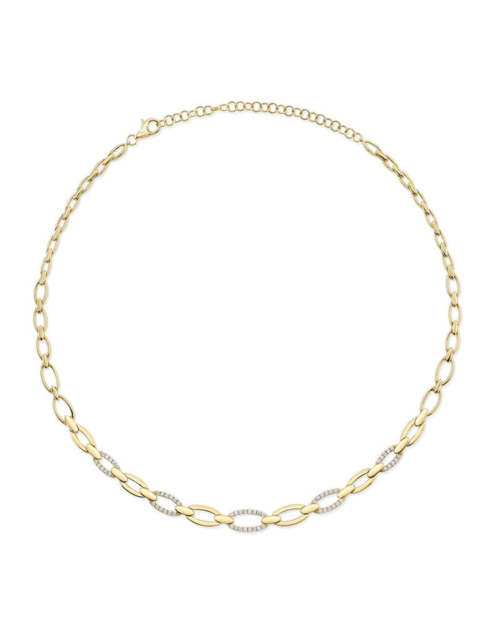 14K Yellow Gold Diamond Link Necklace, D: 0.74ct