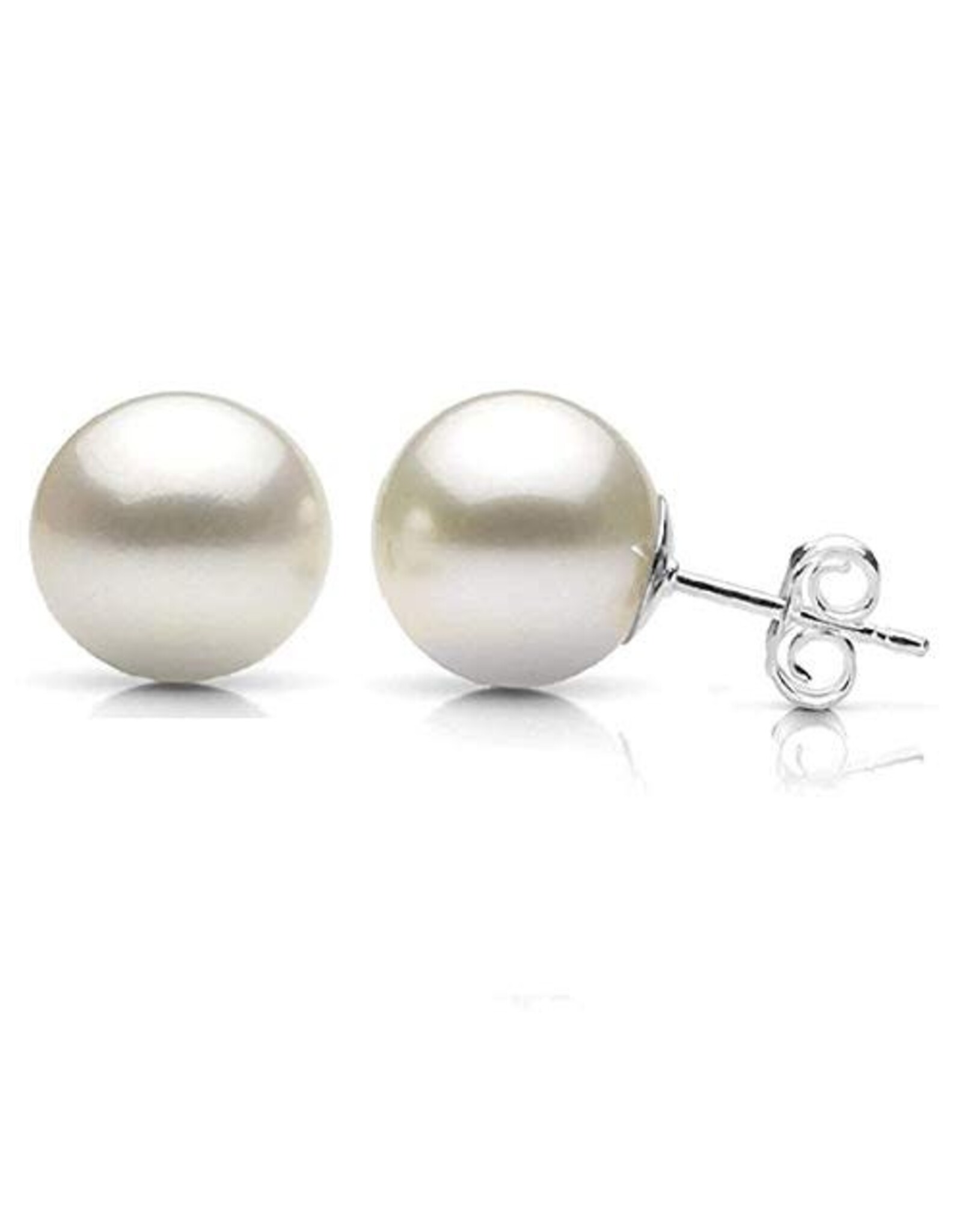 14K White Gold 7mm Akoya Cultured Pearl Stud Earrings,
