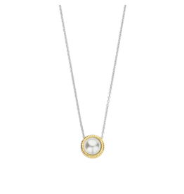 Pearl with Gold-Plated Rope Trim Necklace