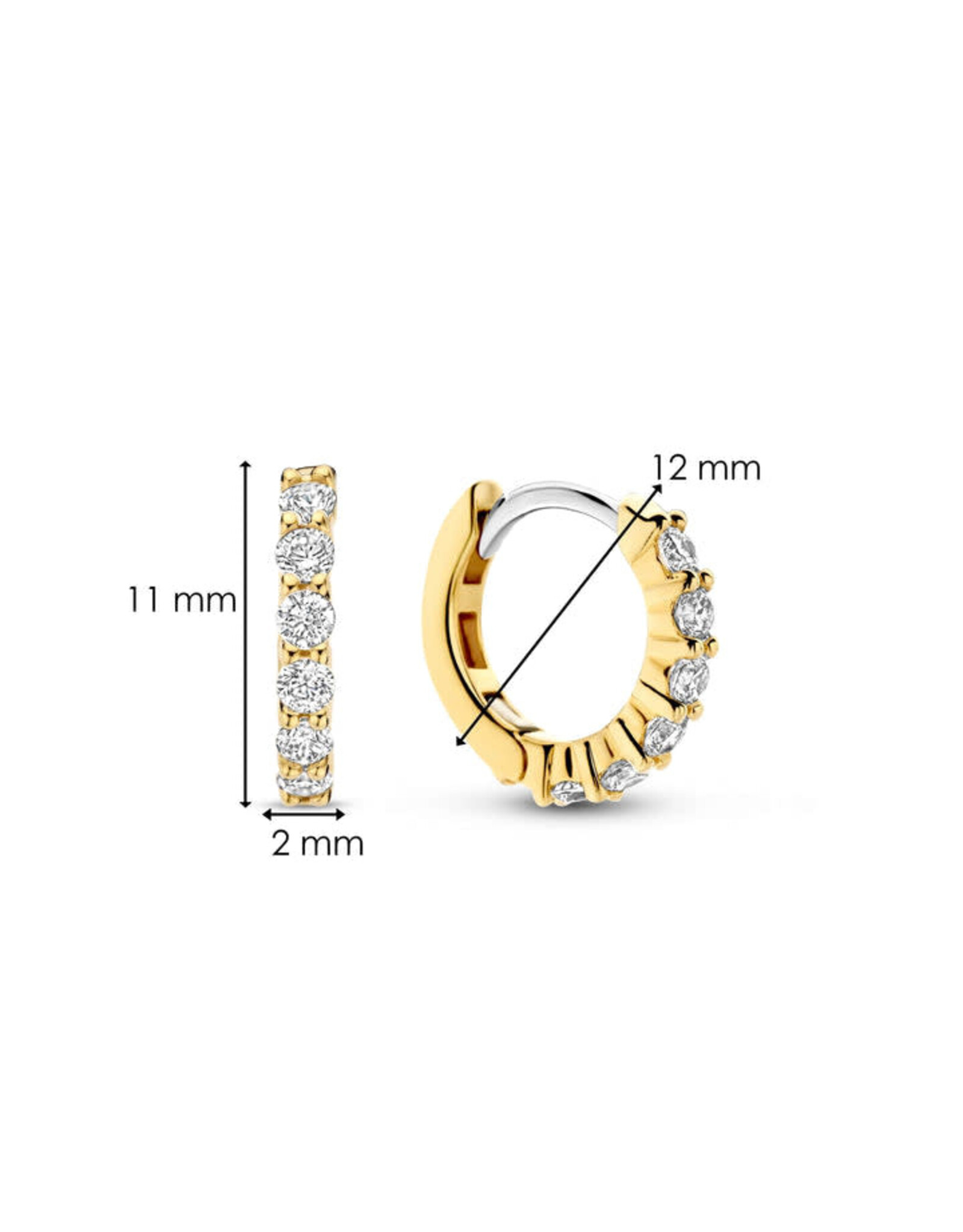 Yellow Gold Plated Shared Prong Huggie Earrings
