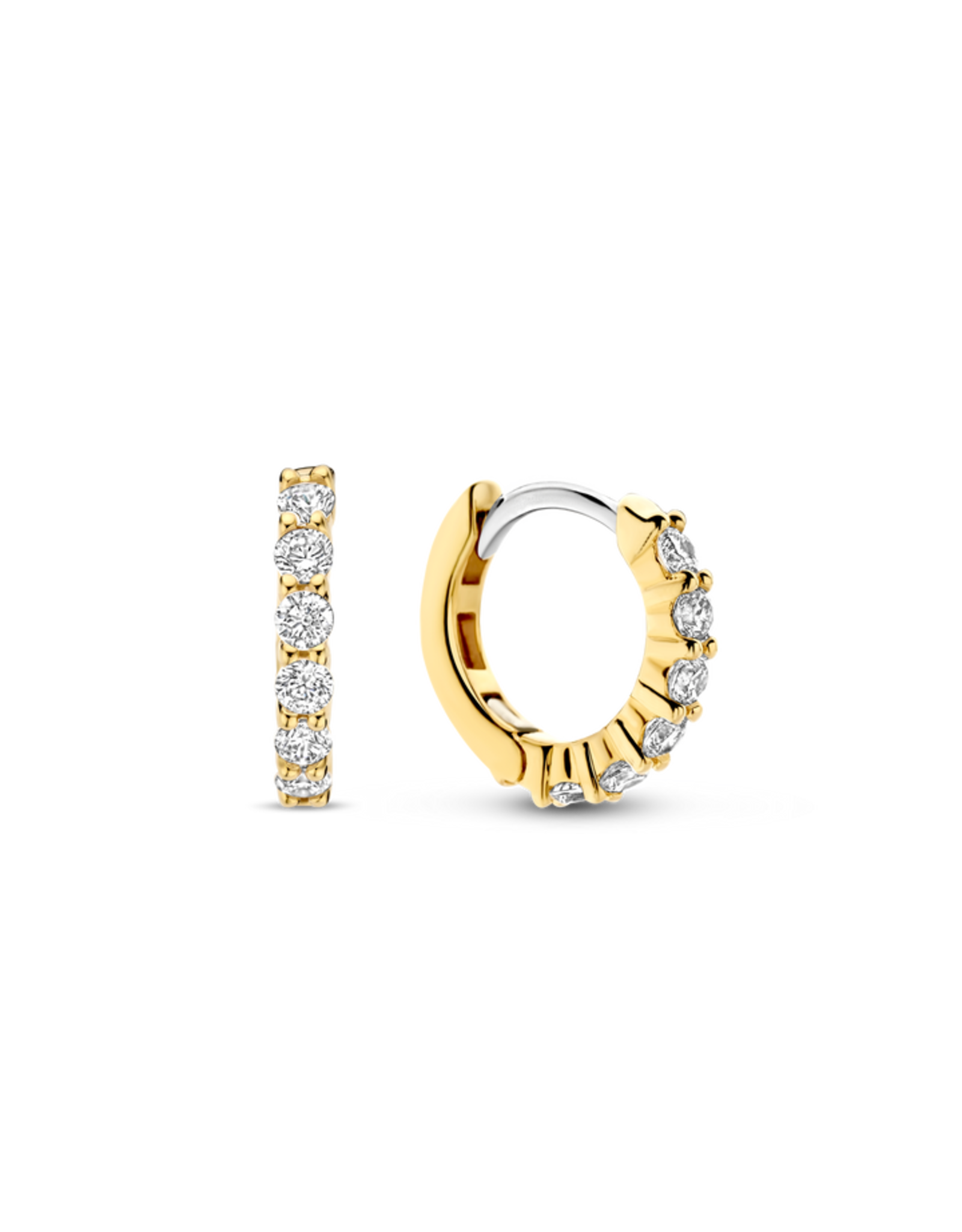 Yellow Gold-Plated Shared Prong Hoops