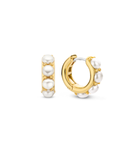 Gold-Plated Pearl Huggie Earrings