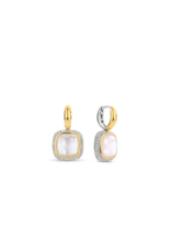 Yellow Gold Plated Mother of Pearl Earrings with Zirconia
