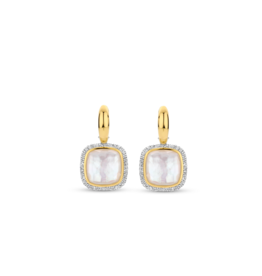 Gold-Plated Mother of Pearl Earrings with Zirconia