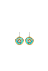 Yellow Gold-Plated Turquoise Sun Earrings
