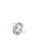 2 tone Yellow Gold-Plated Overlap Ring with Zirconia