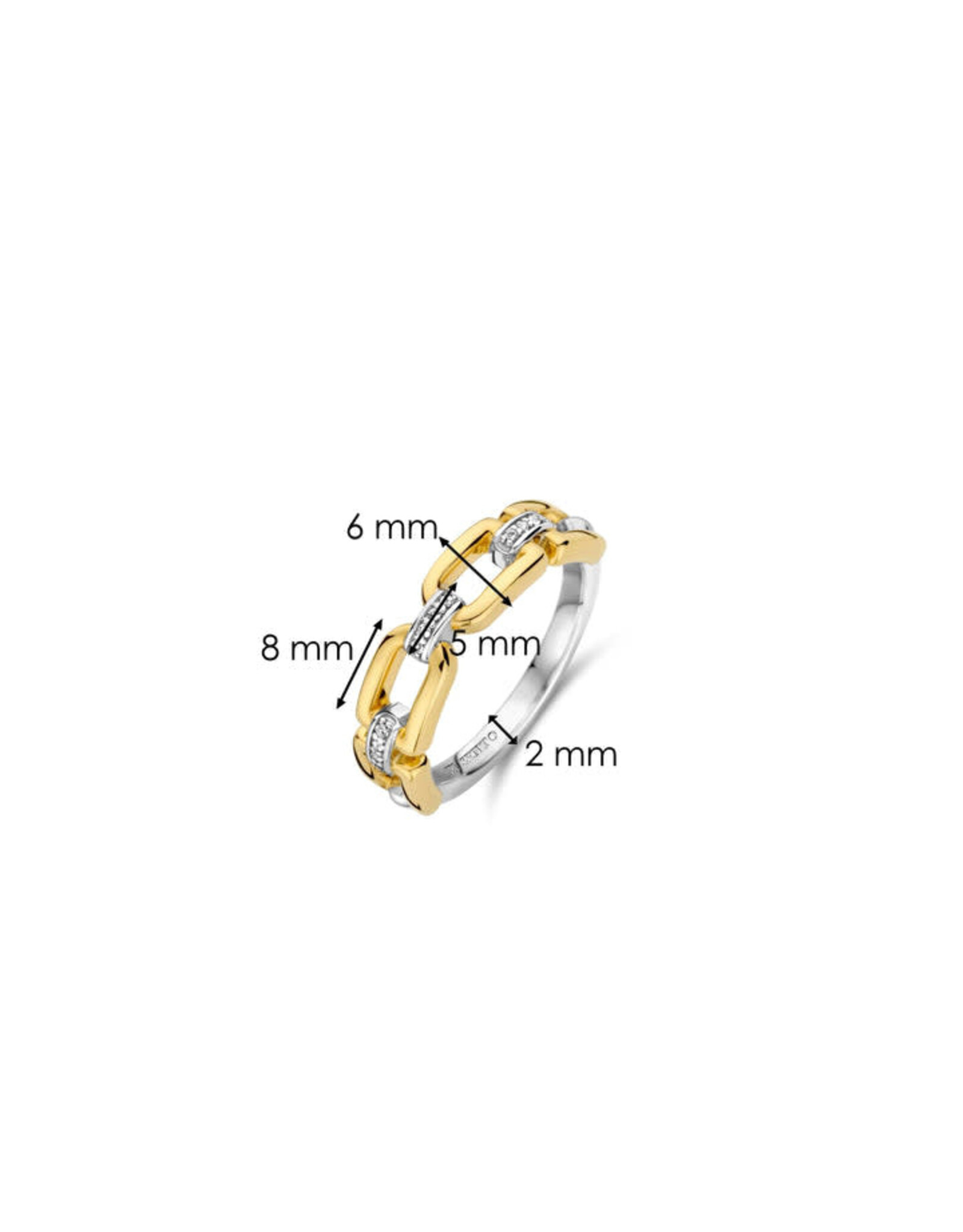Yellow Gold Plated Link Ring with Zirconia
