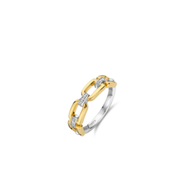 Gold Plated Link Ring with Zirconia