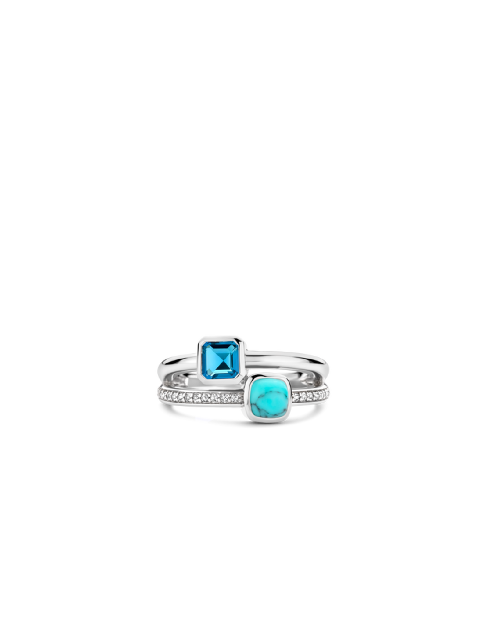 Double Stacked Turquoise and Blue Zirconia Ring