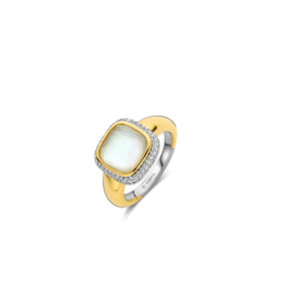 Mother of Pearl Ring with Zirconia Accents