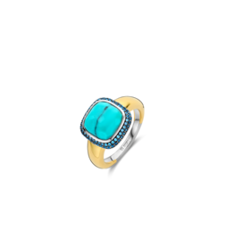 Gold Plated Turquoise Ring with Zirconia Accents