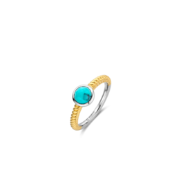 Yellow Plated Rope Turquoise Ring