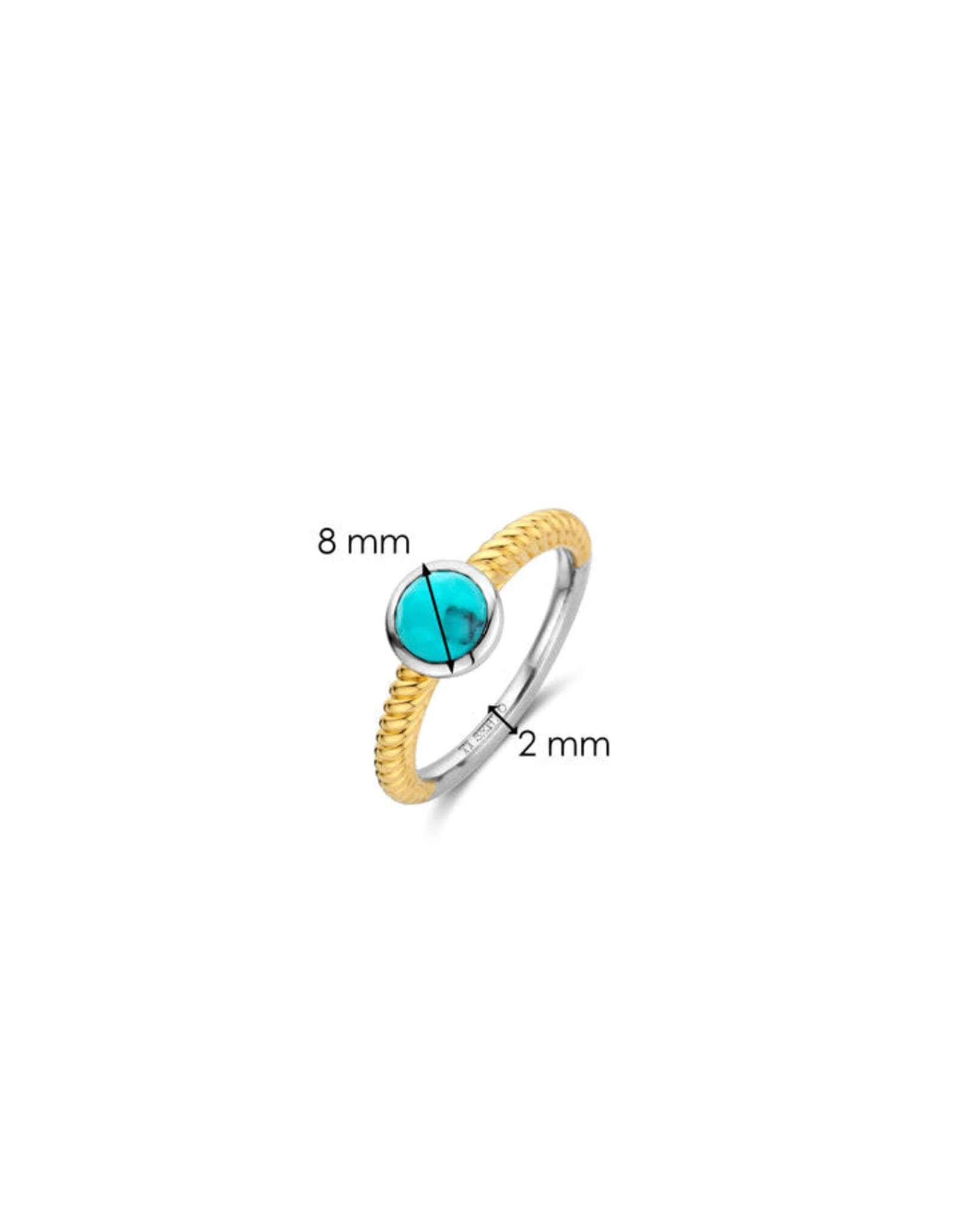 Yellow Plated Rope Turquoise Stackable Ring