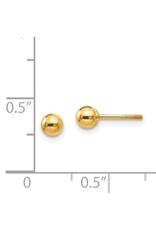 14K Yellow Gold Screw-back Ball Stud Earrings, 4 mm
