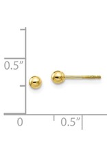 14K Yellow Gold Screw-back Ball Stud Earrings, 3mm