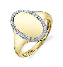 14K Y/G Diamond Signet Ring
