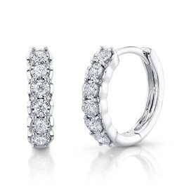 14K W/G Illusion Set Diamond Hoop Earrings