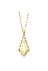 14K Yellow Gold Geo Cut Diamond Necklace with Paperclip Links, D: 0.13ct