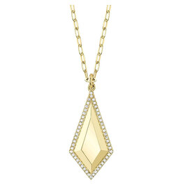 14K Y/G Geo Cut Diamond Necklace with Paperclip Links