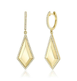 14K Y/G Geo Cut Diamond Dangle Earrings