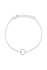 14K White Gold Sideways Diamond Cutout Heart Bracelet, D: 0.06ct