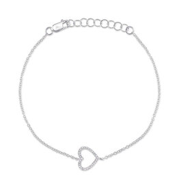 14K W/G Sideways Diamond Cutout Heart Bracelet