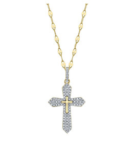 14K Y/G Diamond Cross with Fancy Chain