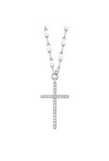 14K White Gold Diamond Cross with Fancy Chain, D: 0.06ct
