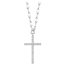 14K W/G Diamond Cross with Fancy Chain