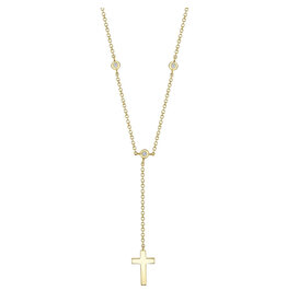 14K Y/G Diamond Y-Necklace with Cross