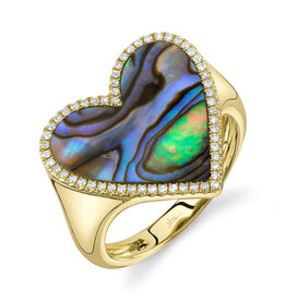 14K Y/G Abalone and Diamond Heart Ring