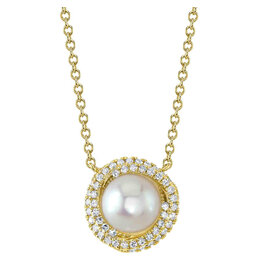 14K Y/G Pearl and Diamond Necklace