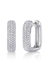 14K White Gold Square Pave Diamond Hoops, D: 0.59ct