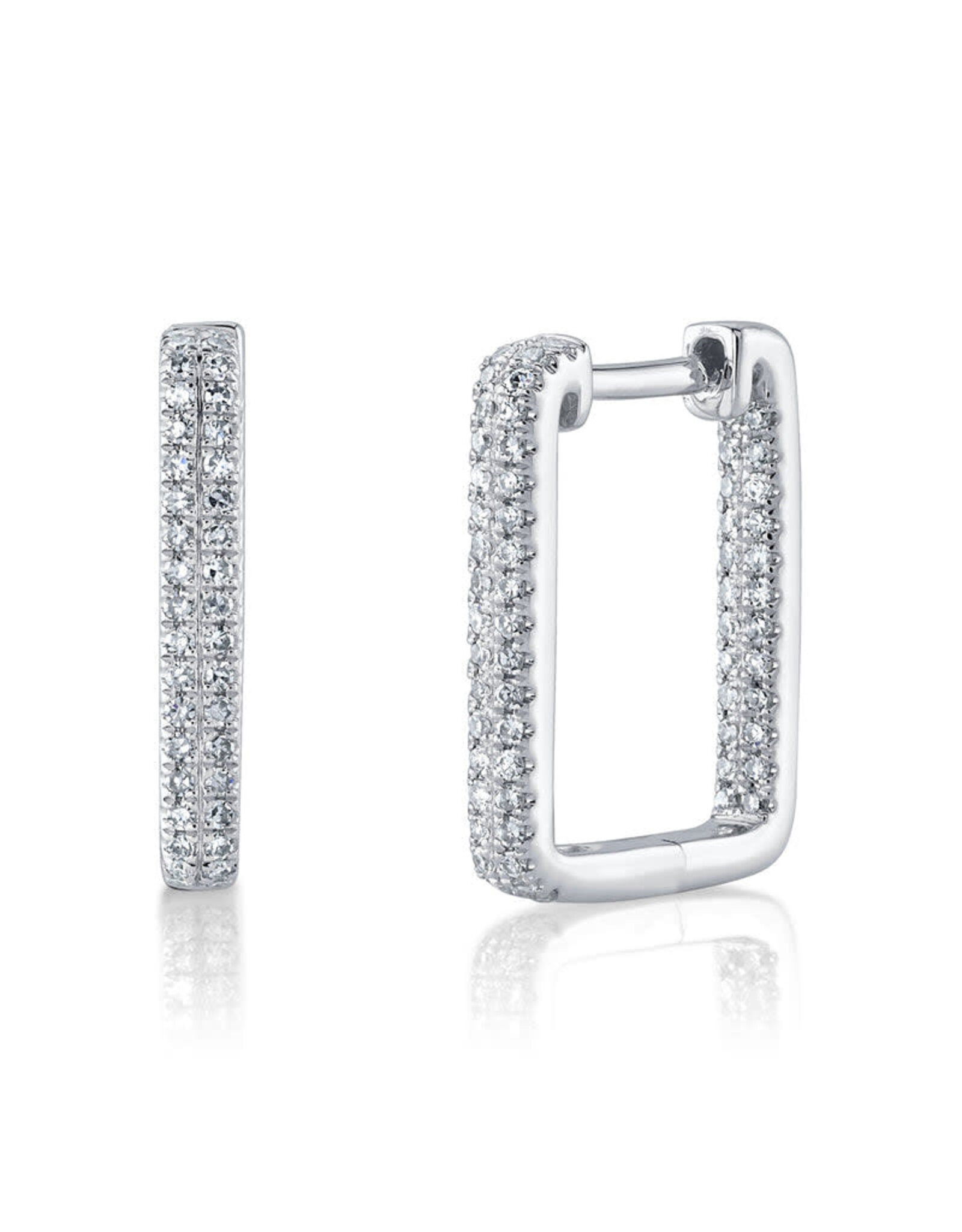 14K White Gold Square Pave In-and-Out Diamond Hoops, D: 0.27ct