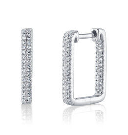 14K W/G Square Pave In and Out Diamond Hoops