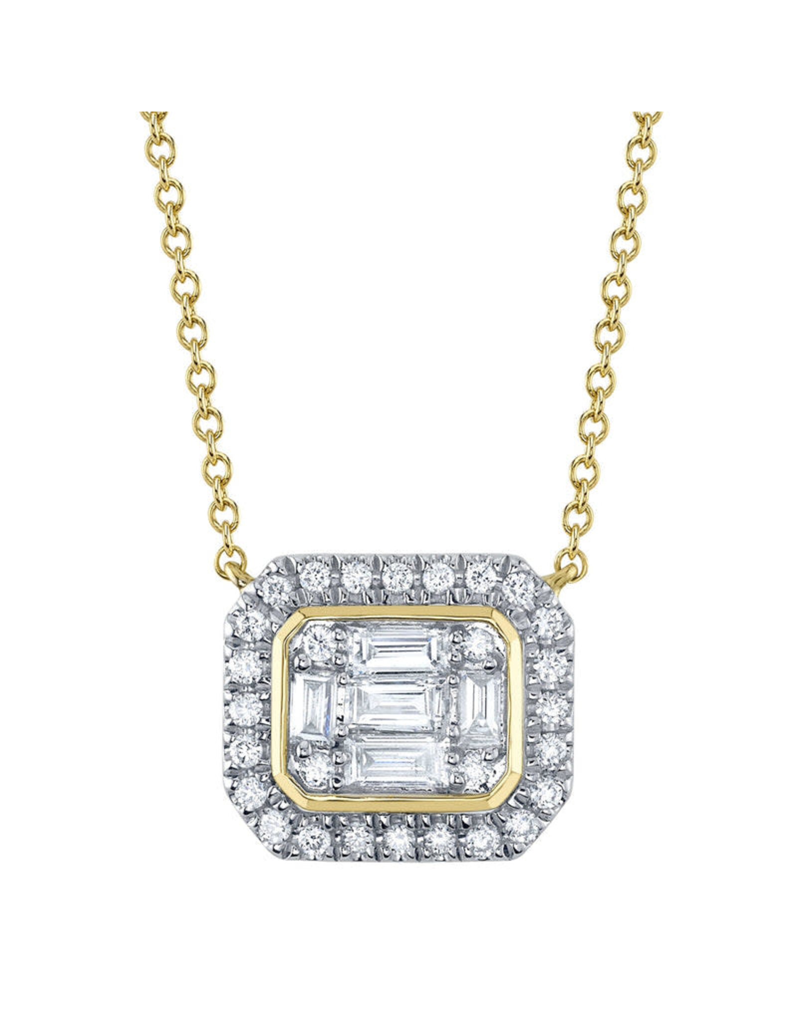 14K Yellow Gold Diamond Baguette Necklace, D: 0.41ct