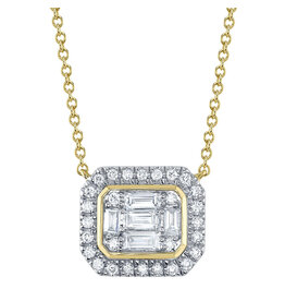14K Y/G Diamond Baguette Necklace