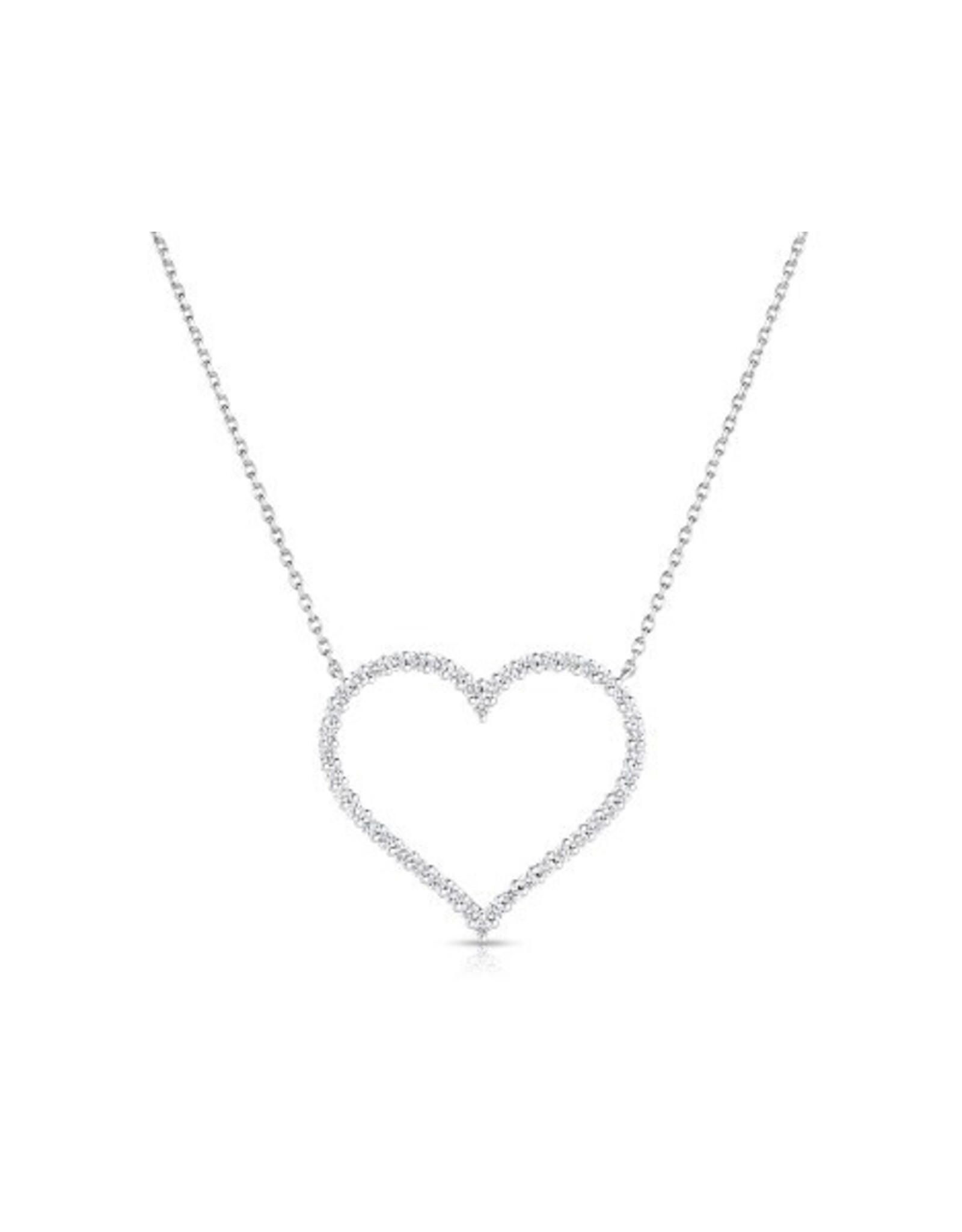 14K White Gold Diamond Heart Cutout Necklace, D: 0.75ct
