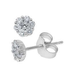 14K W/G Diamond Floral Stud Earrings