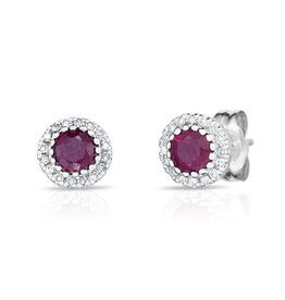 14K W/G Ruby and Diamond Studs