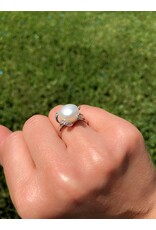 14K White Gold Freshwater Mabé Pearl & Diamond Ring, D: 0.05ct