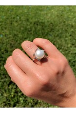 14K White Gold Freshwater Mabé Pearl & Diamond Ring, D: 0.05ct