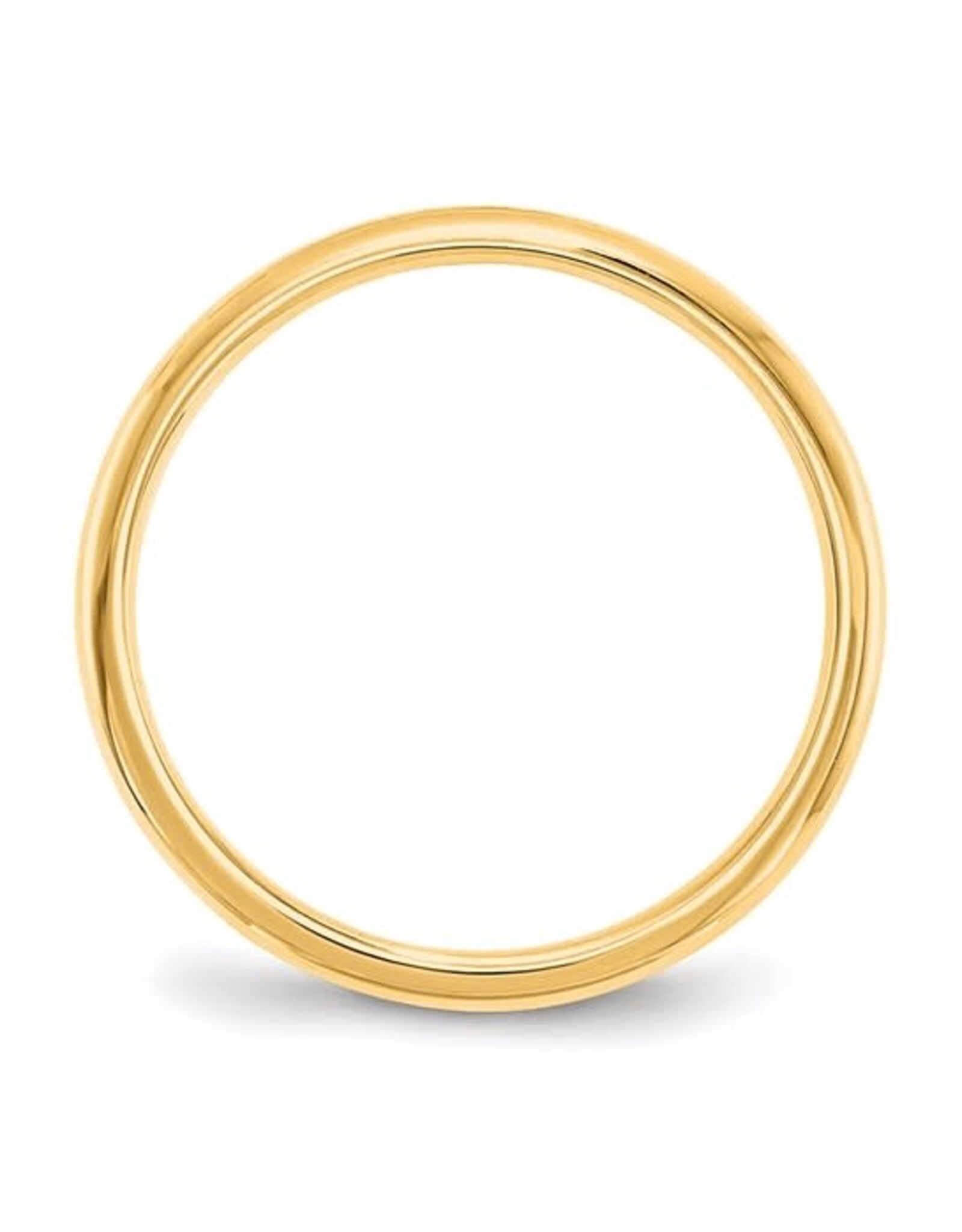 14K Yellow Gold High Polish Wedding Band, 2mm, Size 5