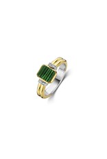 Yellow Gold-Plated Malachite Ring