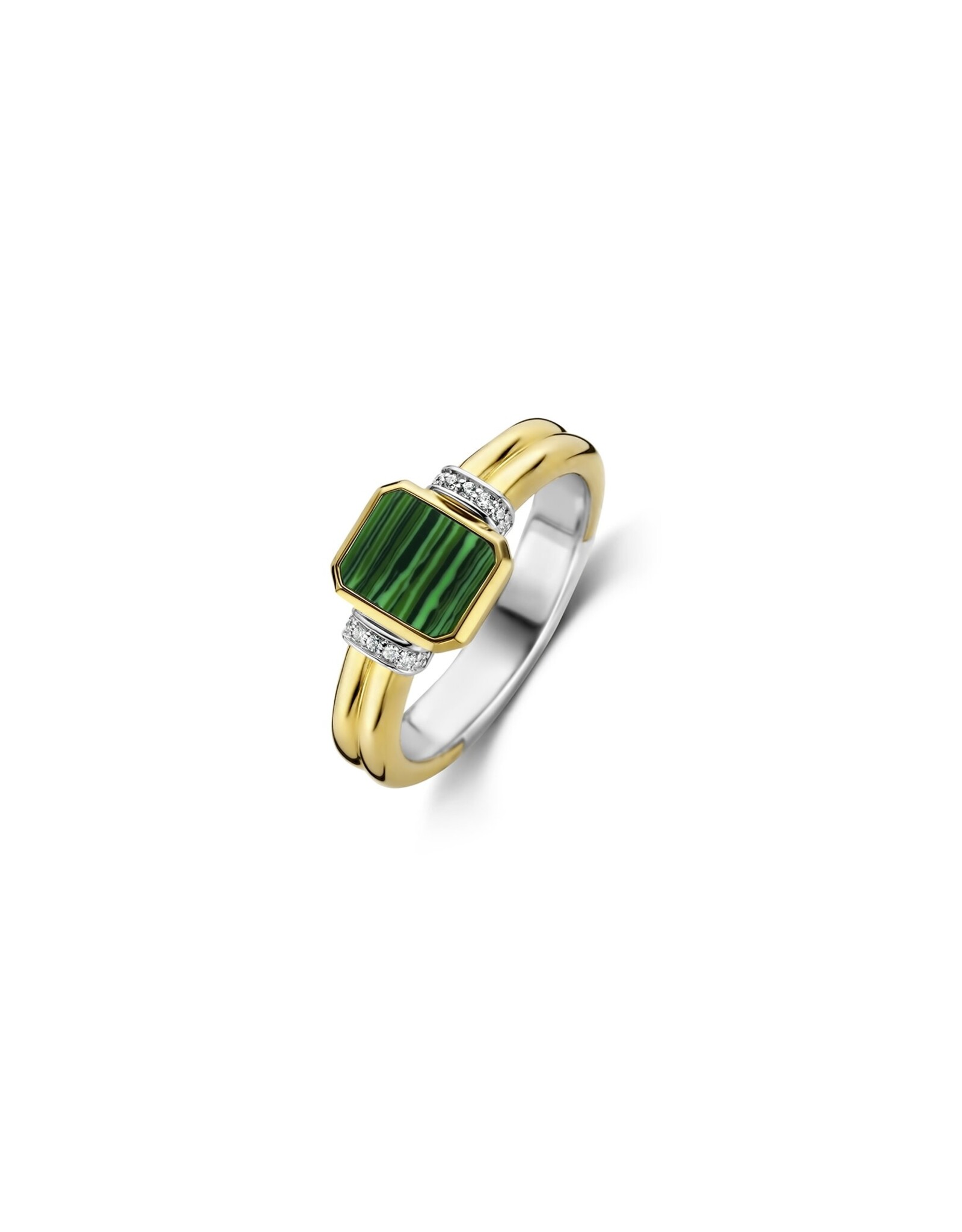 Yellow Gold-Plated Malachite Ring