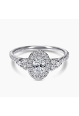 14K White Gold Oval Halo Diamond Engagement Ring, D: 0.33ct. G-H, SI2, TW: 0.66ct