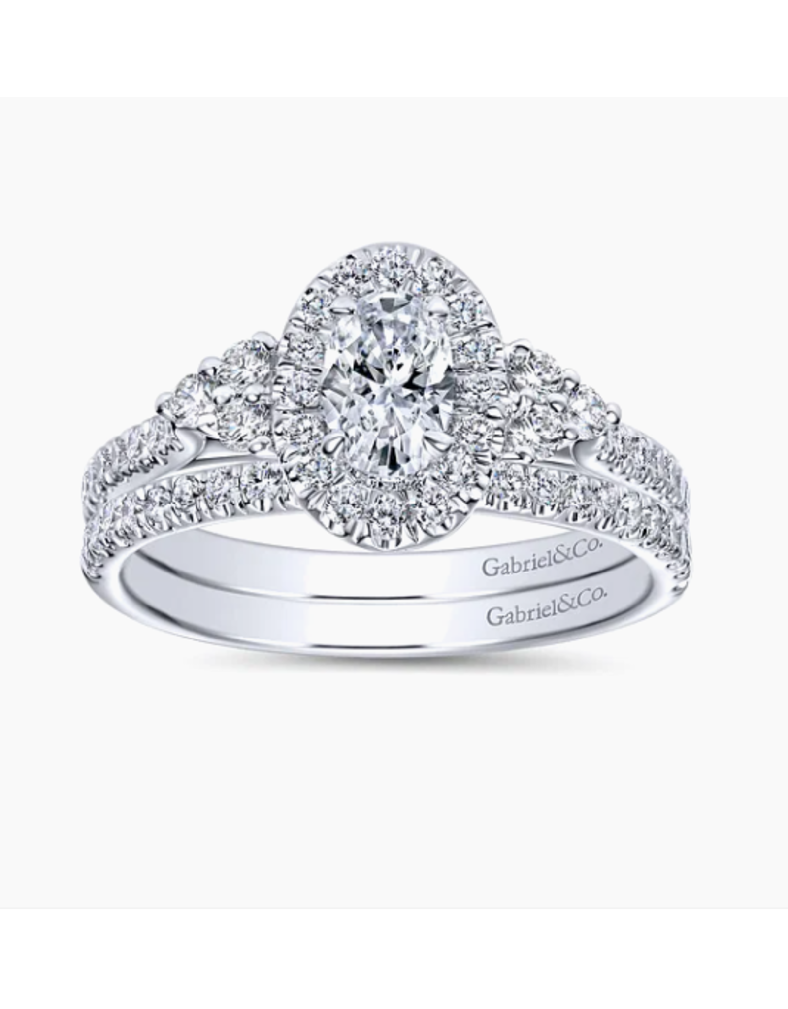 14K White Gold Oval Halo Diamond Engagement Ring, D: 0.33ct. G-H, SI2, TW: 0.66ct