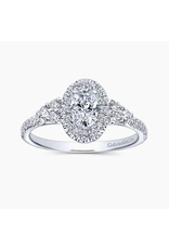 14K White Gold Oval Halo Diamond Engagement Ring, D: 0.33ct. G-H, SI2, TW: 0.66ct